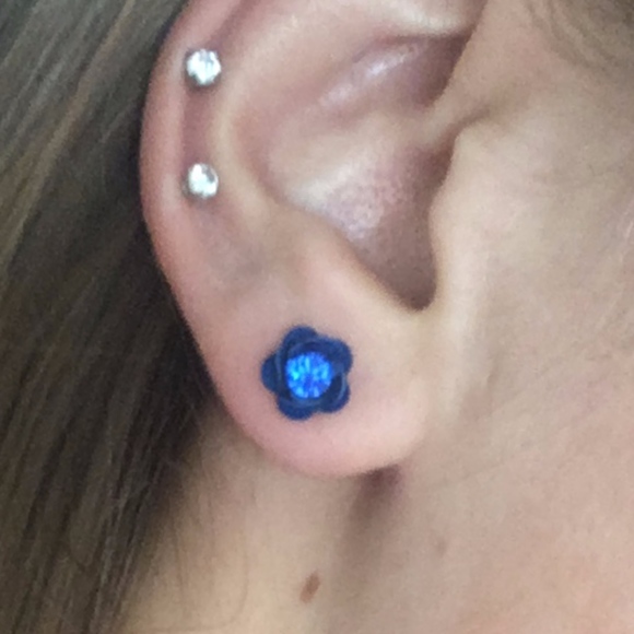 *NEVER WORN* Blue Rose Studs - Picture 7 of 7